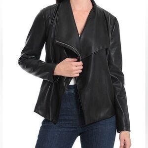 Bagatelle Faux leather Draped Zip Jacket Black Size Small